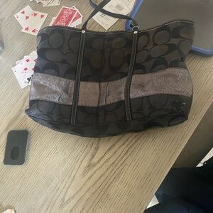 Coach Black and Gray Signature Tote